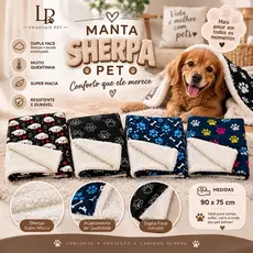Manta para Pet Cobertor para pet  com sherpa 90x75cm Cachorro ou Gato várias cores