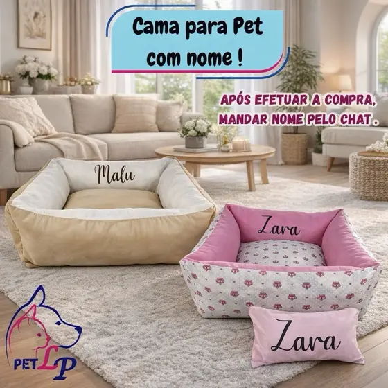 Cama Pet Cama para  Cachorro Personalizada Com Nome com Refil e Zíper Várias Cores