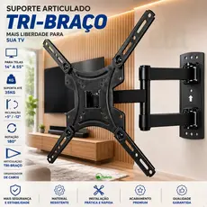 Suporte Tv Tri Articulado Lcd Led Plasma 22 A 55 Pol para parede 32 40 42 43 47 50 52 55 polegadas