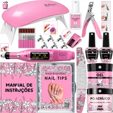 Kit Manicure Iniciante De Unha Pedicure Cabine Estufa Uv Sun Mini +Lixa  Lixadeira Caneta Para Unhas