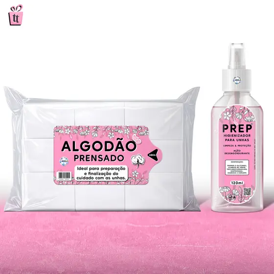 Prep Antisséptico Para Higienização das Unhas + Algodão Prensado Para Unha