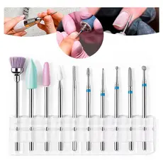 Kit 10 Brocas Diamatadas para Unhas Acrigel Gel Fibra Porcelana Decoração Lixadeira Motor Elétrico De Unha