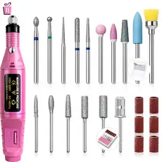 Kit Manicure Lixadeira Eletrica de Unha Caneta + Kit 10 brocas de Unhas Gel Acrigel Profissional