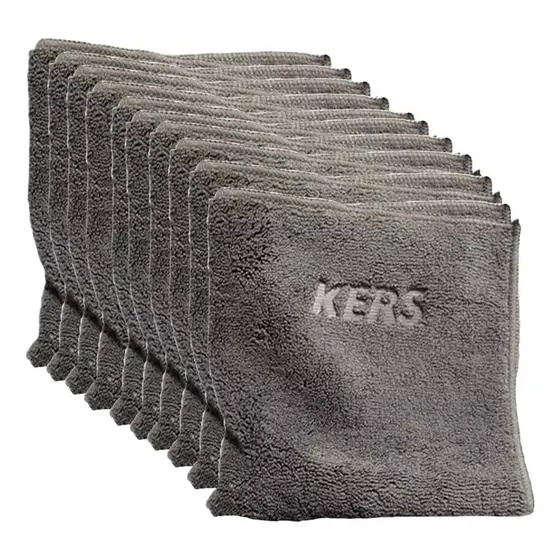 Kit 10 Flanelas de Microfibra 40x40cm 360gsm Cinza Dual Loop Kers
