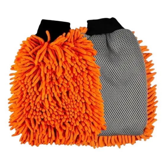 Luva Microfibra Lavagem Laranja Kers Dual Clean Dupla Face