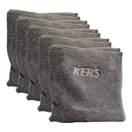 Kit 5 Flanelas de Microfibra 40x40cm 360gsm Cinza Dual Loop Kers