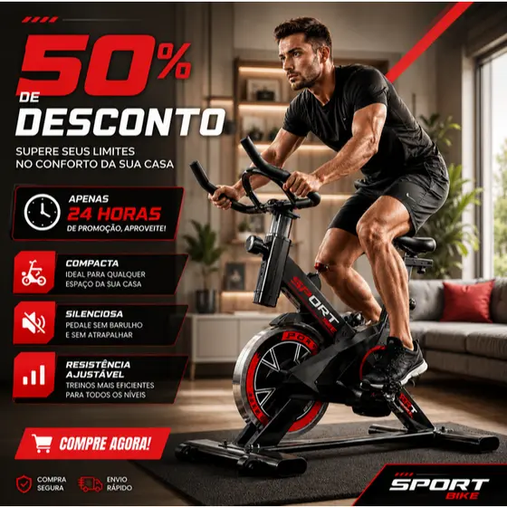 Bicicleta Spinning Ergométrica Para Exercícios Com Monitor Profissional Sport Suporta até 120kg