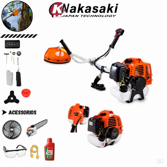 Roçadeira Gasolina Pro 75cc + Motopoda Minimotosserra Cortador de Grama Profissional ENVIO IMEDIATO