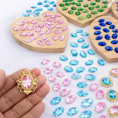 Kit Chatons + Tags de Metal Dourada – 20/40/100 Peças para Laços Lembrancinhas