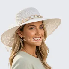 Chapéu Feminino Casual Elegante com Laço – Aba Larga, Proteção Contra o Sol, Ideal para Praia, Piscina, Passeios 10