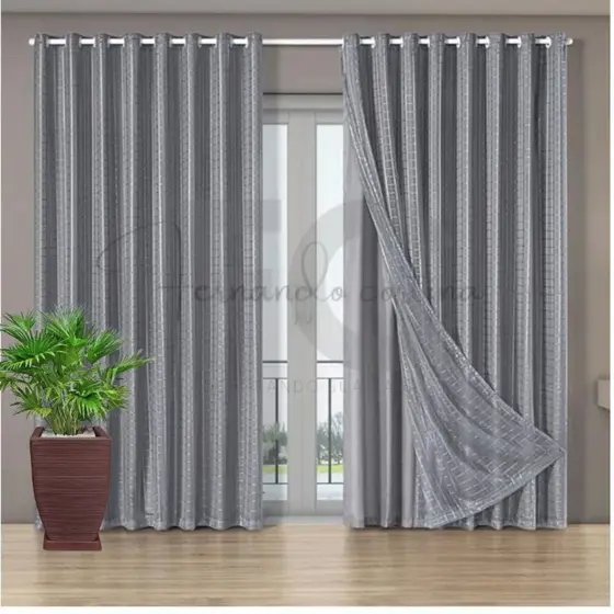 cortina VERONICA para sala e quarto 2.80 x 1.80 CINZA