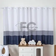 cortina para quarto bebê infantil chevron marinho 2.00 x 1.70