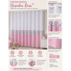 cortina para quarto bebê 2.00 x 1.70 nuvensinha rosa