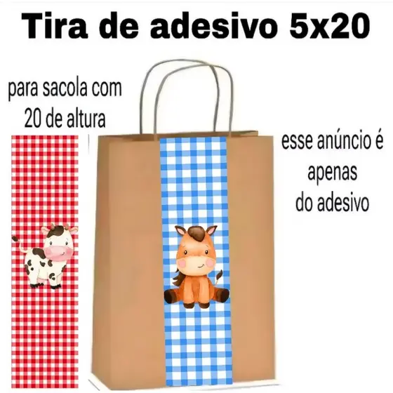 adesivos em tira para sacola com altura de 20 cm