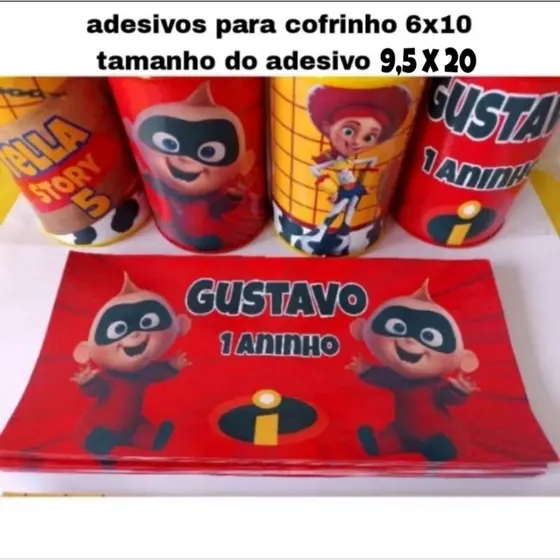Adesivos para cofrinho grande 6x9,5 personalizados (adesivo 9,5x20)
