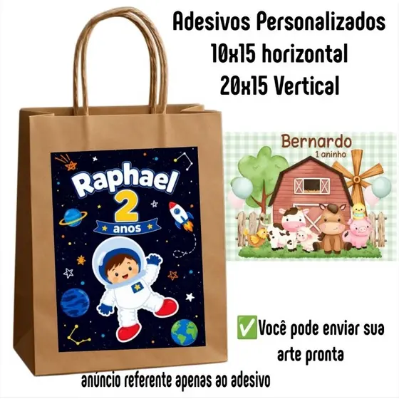 Adesivos personalizados 10x15 arte deitada ou 15x10 arte em pé