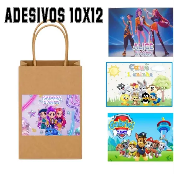 Adesivos para sacola surpresa personalizados 10x12