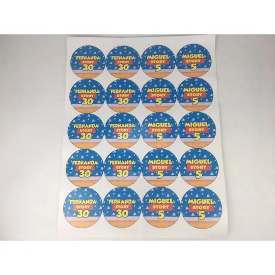 Adesivos 5x5 redondo folha inteira SEM CORTE ( CLIENTE PRECISA CORTAR 1 a 1) 20 adesivos na folha