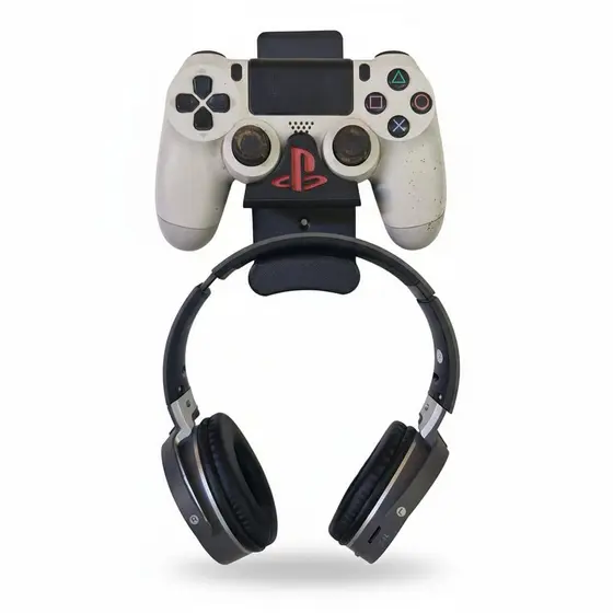 Suporte de Parede Premium Preto para Controle PS5/Xbox e Headset Gamer