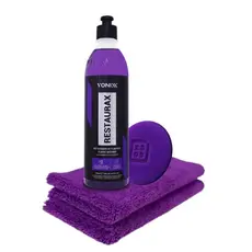Restaurador de Plásticos Vonixx Restaurax 500ml Kit Completo Aplicador Espuma + Pano Microfibra