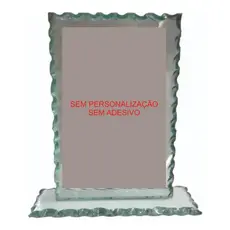 Troféu em Vidro 10x15cm Sem Personalização e Adesivo para Premiação Eventos Corporativos Esportivos