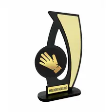 Troféu Melhor Goleiro Em Mdf C/ Acrílico Dourado - 20cm