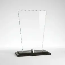 Troféu em Vidro 18cm com Base em MDF Sem Personalização para Premiação Eventos Campeonatos Futebol