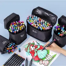 Canetinha Hidrocor 24 Cores Escolar Desenho Bobbie Goods  Profissional Álcool Ponta Dupla Estojo Kit 12 Canetas