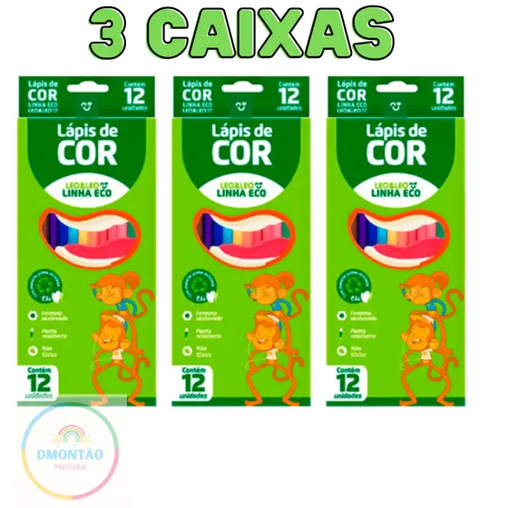 Lapis De Cor 12 Cores Flexivel Resina Plastica Leo&leo-3 UNIDADES