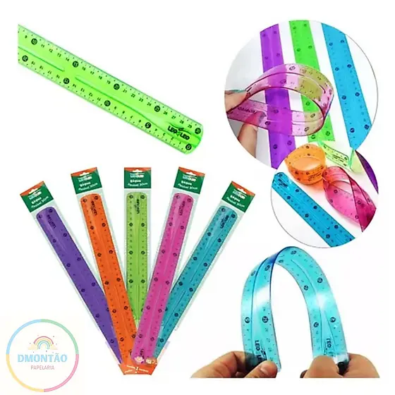 Régua escolar flexível 30cm colorida leo&leocontém 1 unidade não tóxico - Leo&leo