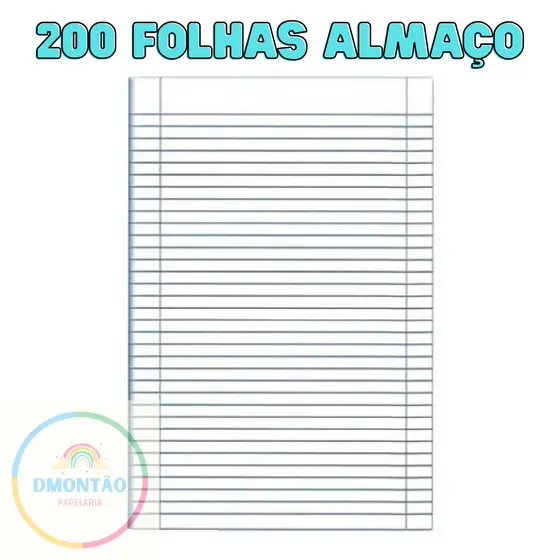 Papel Almaço 200 Folhas Margem E Pauta Bloco Papel Pautado Cor Branco
