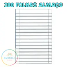 Papel Almaço 200 Folhas Margem E Pauta Bloco Papel Pautado Cor Branco