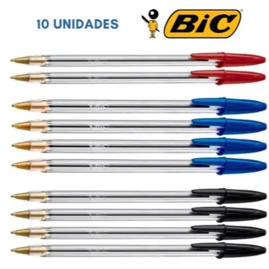 Caneta Esferográfica BIC Cristal Original Dura Mais- 10 Unidades