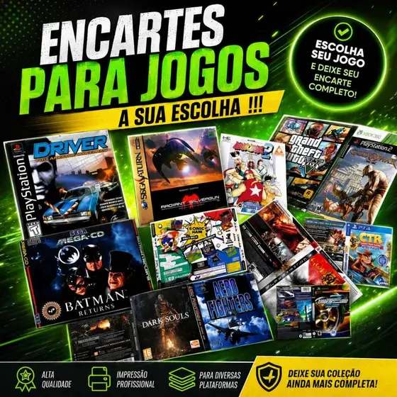 Encartes para jogos cd dvd Blueray cds de música filmes video games a sua escolha