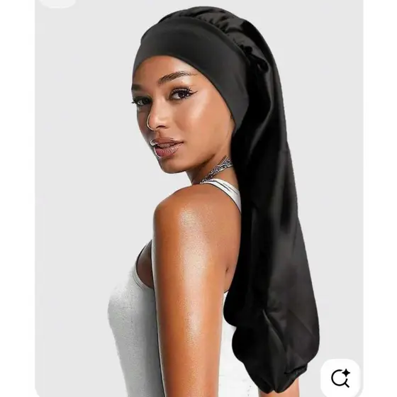 Touca de Cetim Longa Com Faixa Larga Toca Antifrizz 70cm  Para Cacheados Longos Tranças Dreads Jumbo