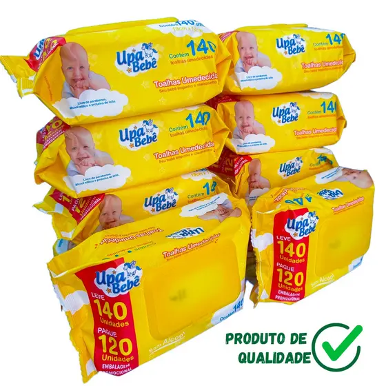Kit 1400 Lenço umedecido Upa bebe Toalha umedecida (10 pacotes 140 cada)