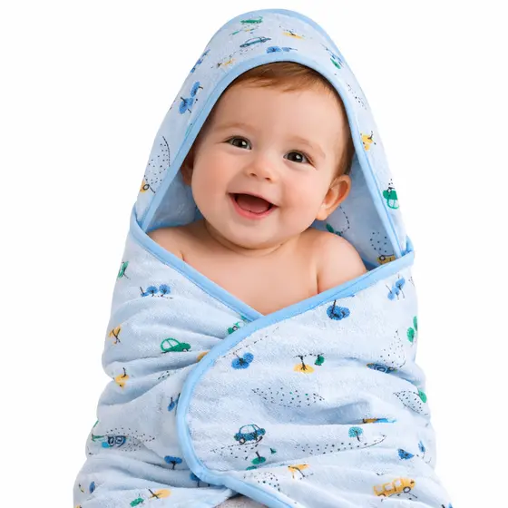 Toalha de Banho Bebê Felpuda Com Capuz Estampada 70Cm X 70Cm PAPI