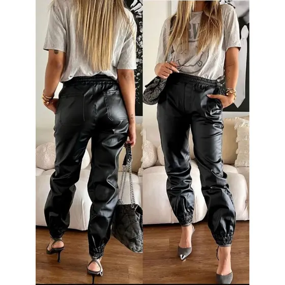 Calça Jogger Resinada Moda Blogueira outono inverno