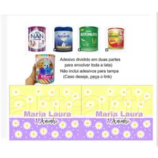 Rótulos Adesivos Personalizados Para Lata Leite em pó 800G e 400g margarita flor menina