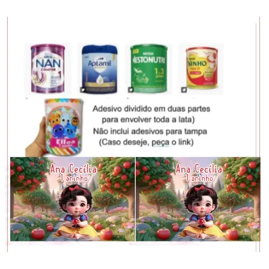 Rótulos Adesivos Personalizados Para Lata Leite em pó 800G e 400g branca de neve baby e normal