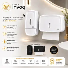 DISPENSER  PAPEL TOALHA + HIGIENICO CAI CAI  +  ROLAO 300MTS + SABONETEIRA  600ml  INVOQ PREMISSE- ELEGANTE E MODERNO
