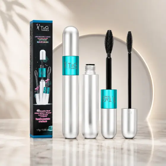 Mascará de Cilios a Prova D'Água 2 em 1 4D - Volume intenso e alongador - T&G Tango