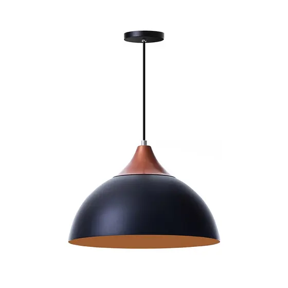 Lustre Pendente Meia Lua 40cm Com Chapéu Alumínio Decorações