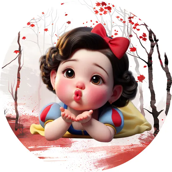 Painel Redondo Tecido Sublimado Branca De Neve Cute Baby