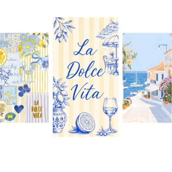 PAINEL VERTICAL TECIDO SUBLIMADO LA DOLCE VITA 2x1 e 210x160