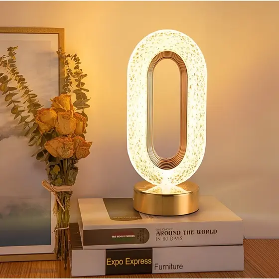 Luminária de Mesa Lâmpada Touch Quarto Luxuosa Cristal Acrílico 3 Tons de Led GA-249