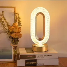 Luminária de Mesa Lâmpada Touch Quarto Luxuosa Cristal Acrílico 3 Tons de Led GA-249