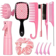12pcs Escova Para Cabelos Cacheados Natural Curvo Rattail Pente Conjunto Ferramentas De Salão De Cabeleireiro
