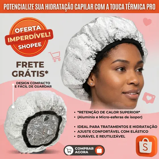 Touca Termo Metalizada Isopor Tratamento Capilar Hidratação Profunda Profissional
