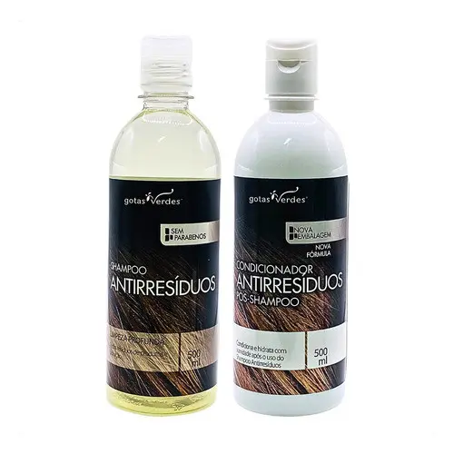Kit Shampoo Condicionador Limpeza Profunda Antirresíduos Gotas Verdes 500ml